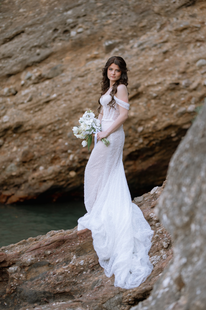 Marina and Giorgos sharing a quiet moment before their wedding ceremony