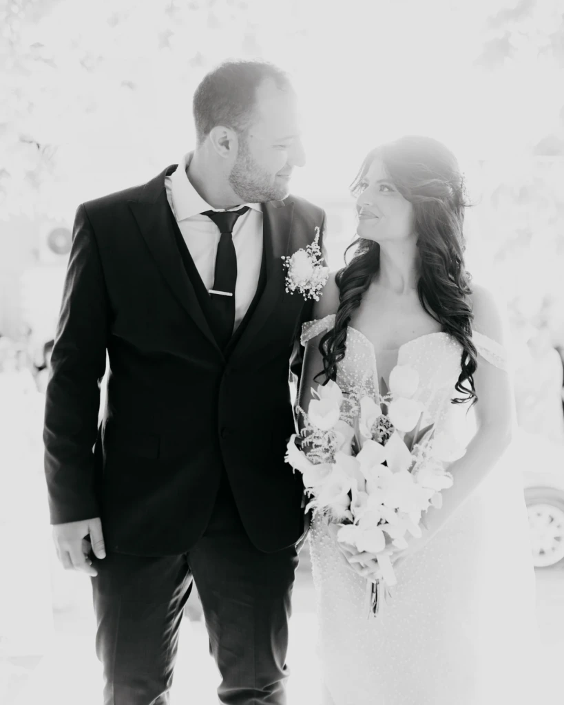 Marina and Giorgos during their wedding ceremony in Kavala