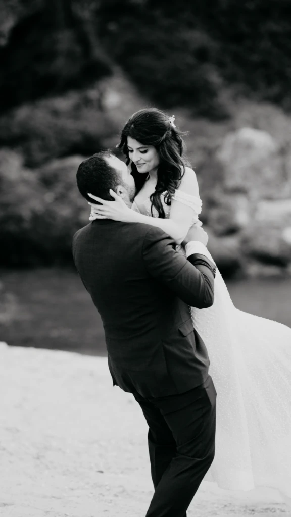 Marina and Giorgos in a quiet evening moment after their Kavala wedding