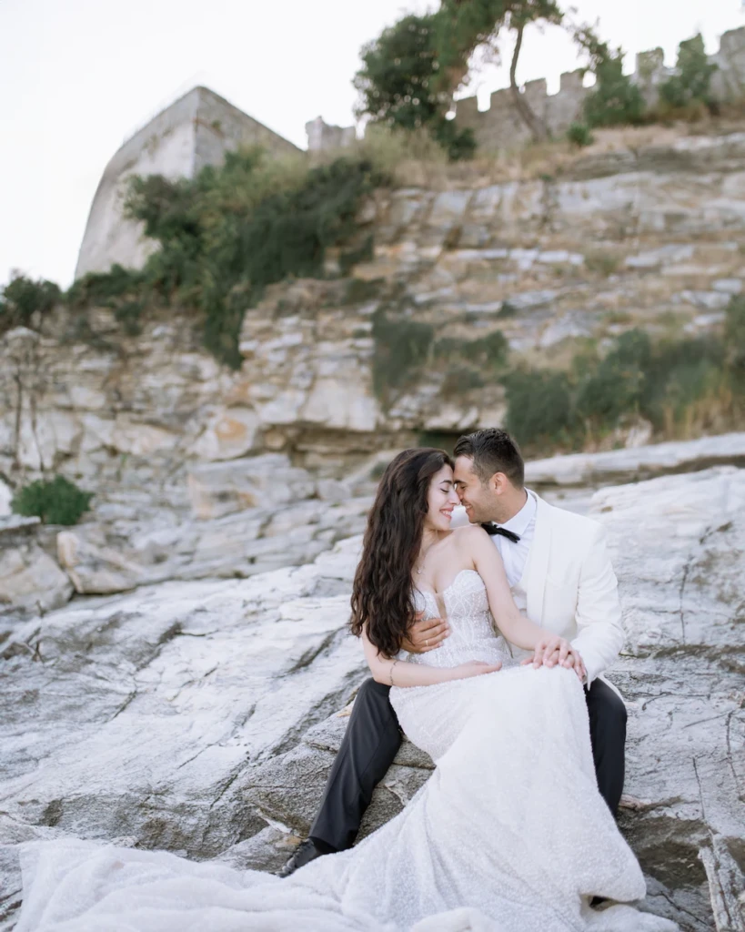 Anastasia and Aggelos sharing a quiet moment during their wedding couple session