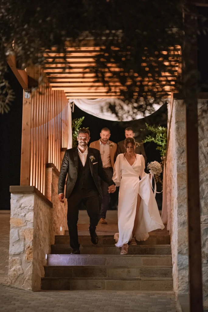Hara and Giannis sharing a quiet moment before their Thassos wedding ceremony